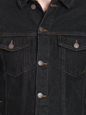 Kotty Men Black Solid Denim Jacket