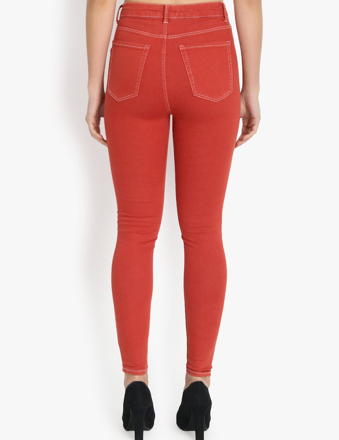 Kotty Women Red Skinny Fit High-Rise Clean Look Jeans