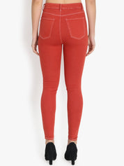Kotty Women Red Skinny Fit High-Rise Clean Look Jeans