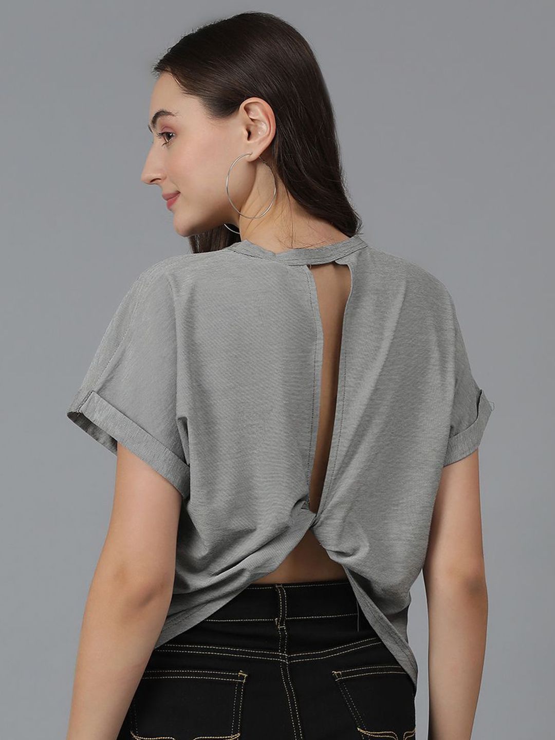 Kotty Round Neck Extended Sleeves Cotton T-shirt