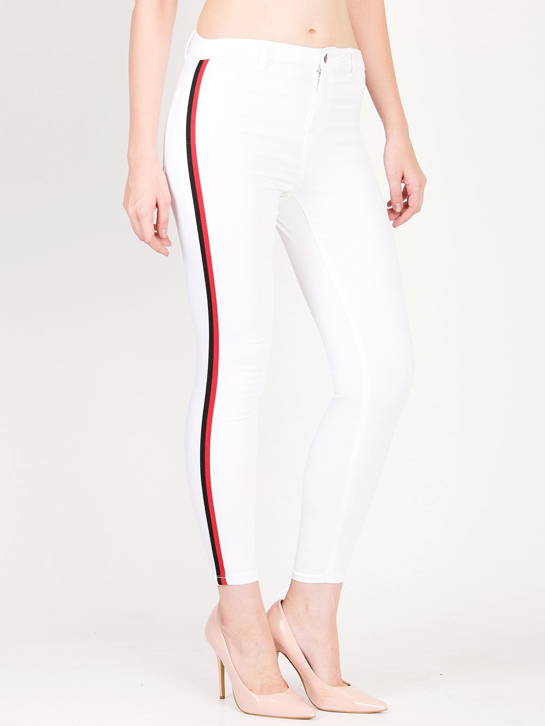 Kotty Women White Skinny Fit High-Rise Clean Look Stretchable Jeans