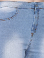 Kotty Women Blue Flared High-Rise Low Distress Heavy Fade Jeans