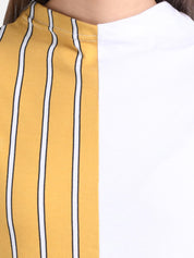 Kotty Striped Colourblocked Round Neck Top