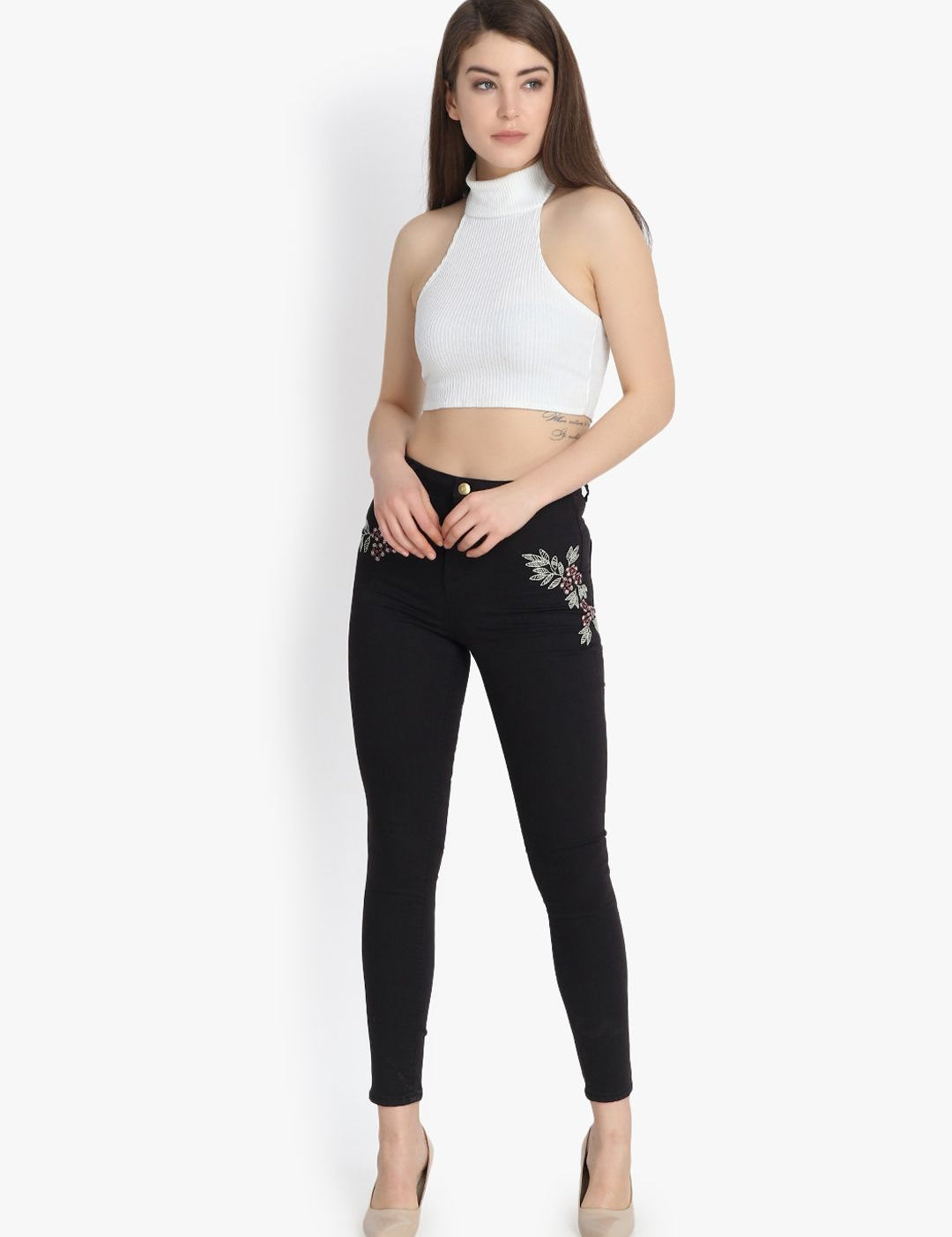 Kotty Women Black Skinny Fit High-Rise Clean Look Stretchable Jeans