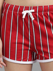Kotty Women Striped Printed Slim Fit Low-Rise Running Hot Pants Shorts