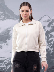 Kotty Women Shirt Collar Crop Sweatshirt