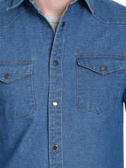 Kotty Men Blue Solid Lightweight Denim Jacket