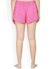Kotty Women Pink & Off-White Printed Lounge Shorts KTTSLEEPSHORTS239