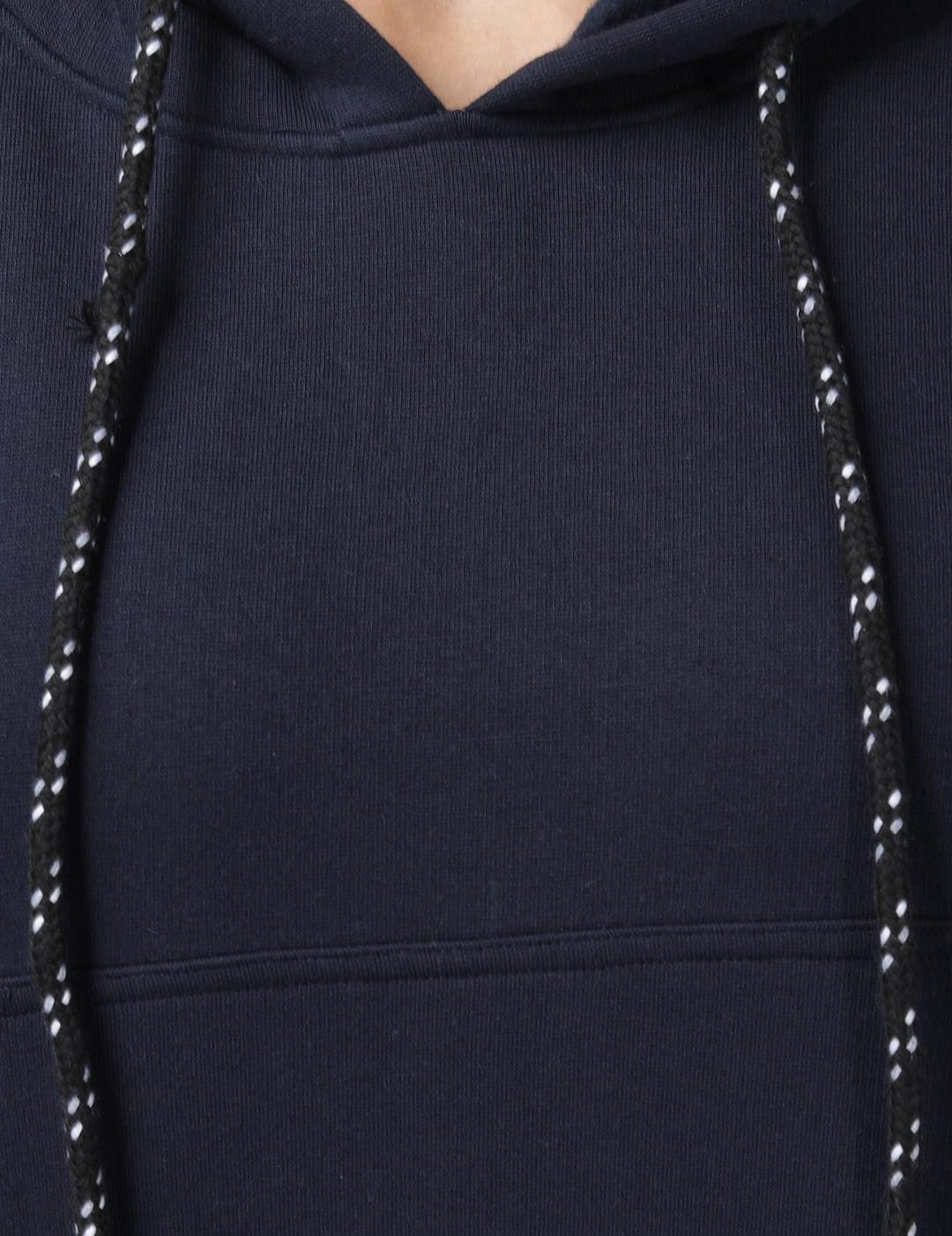 Kotty Women Blue Solid Hooded Sweatshirt