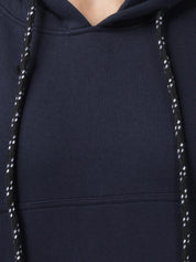Kotty Women Blue Solid Hooded Sweatshirt