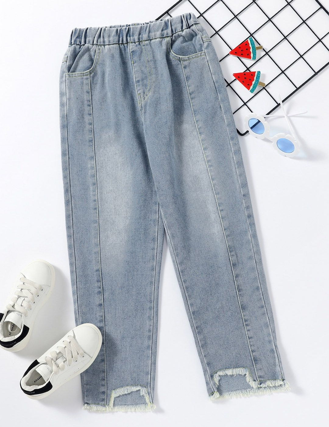 Kotty Girls Blue Jean Low Distress Light Fade Jeans