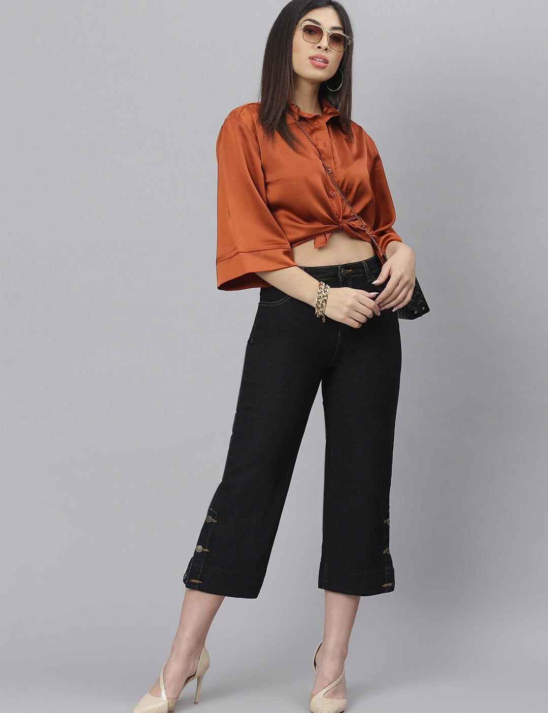 Kotty Women Blue Flared High-Rise Clean Look Jeans