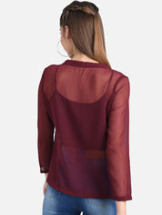 Kotty Women Maroon Solid Pure Cotton Top