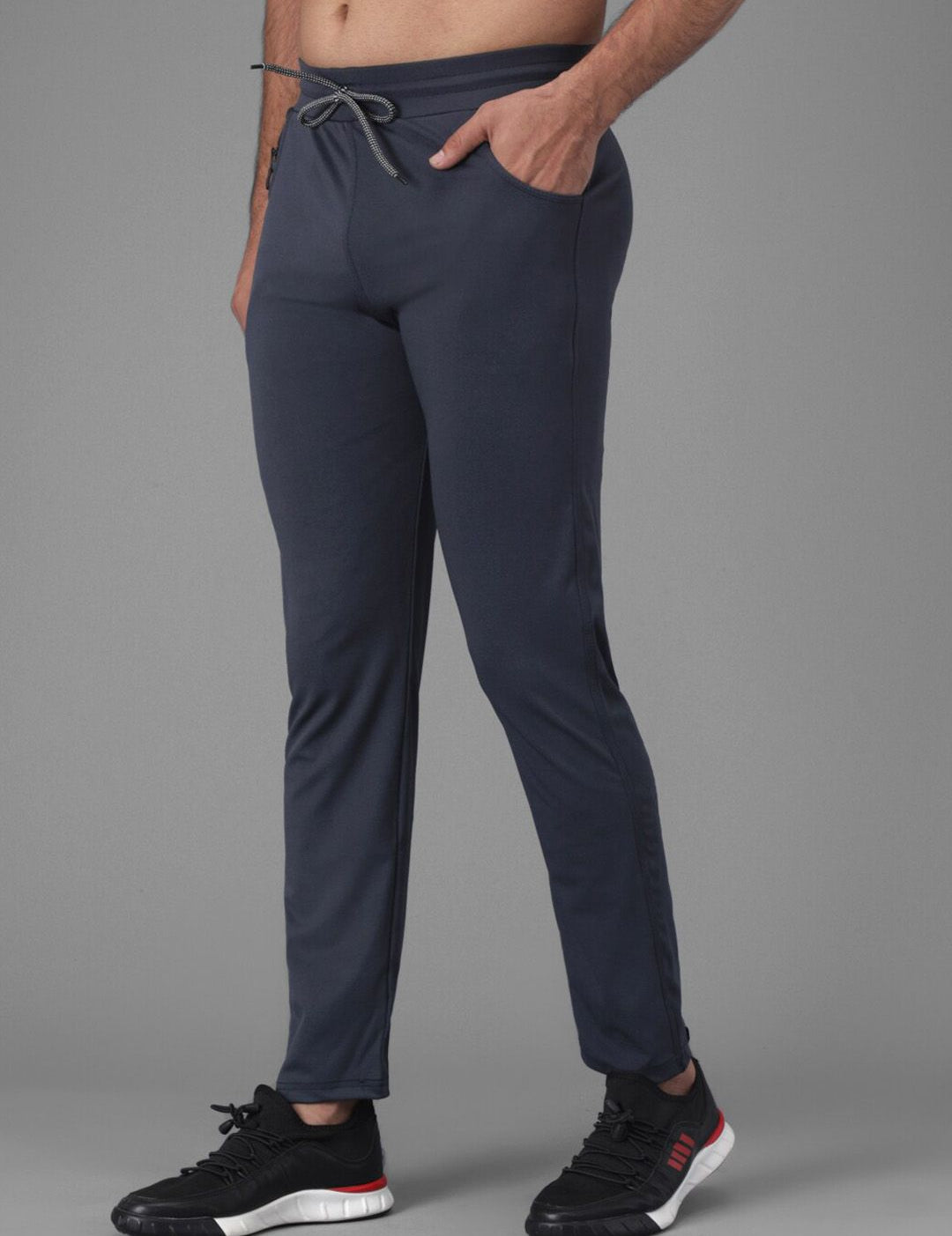 Kotty Men Navy Blue Solid Track Pants