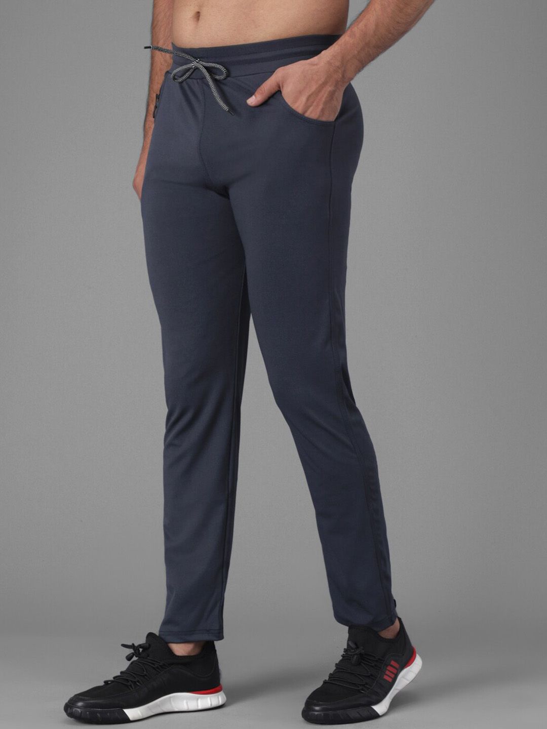 Kotty Men Navy Blue Solid Track Pants