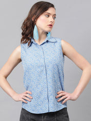 Kotty Blue Floral Printed Casual Shirt
