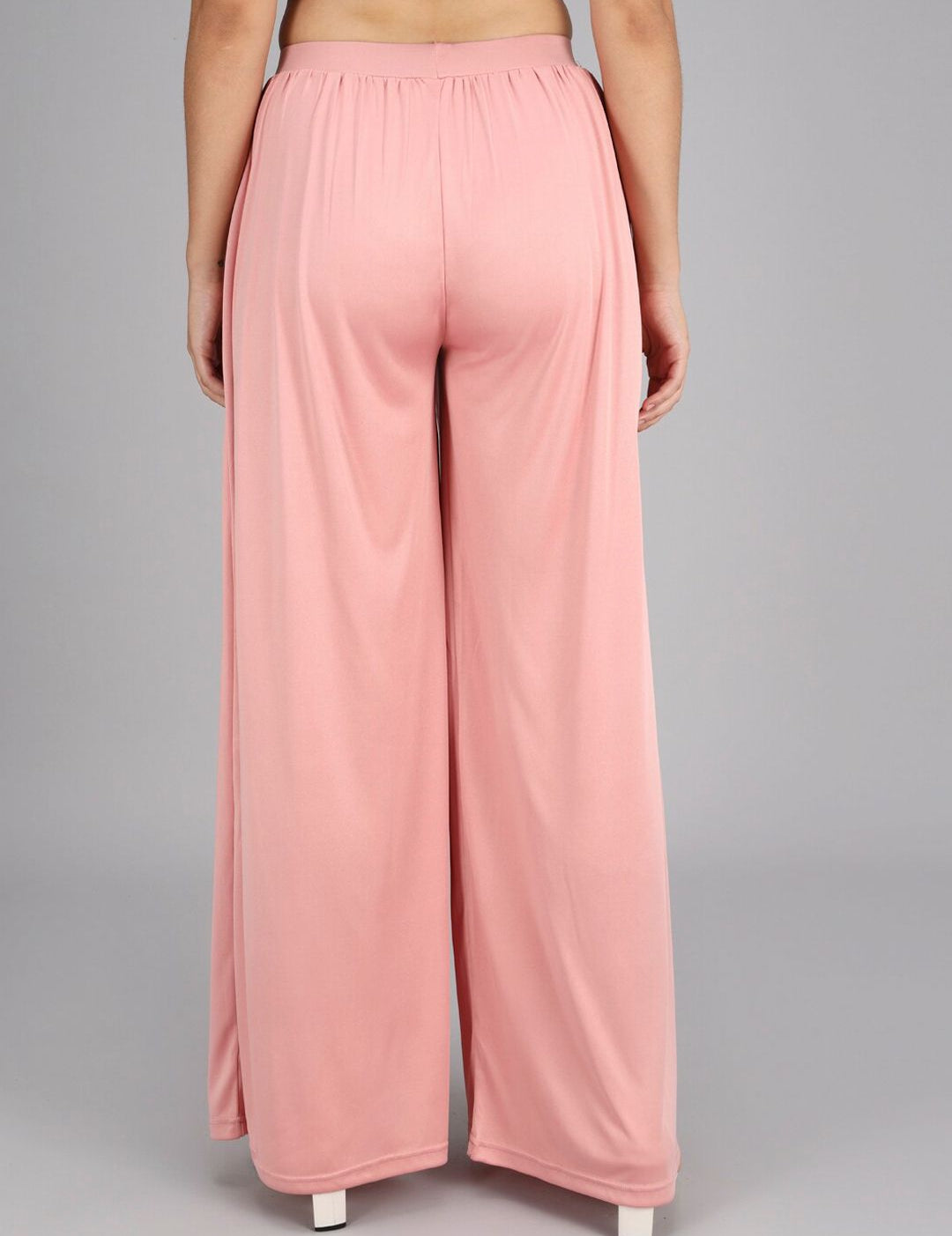 Kotty Women Pink Flared High-Rise Pleated Trousers