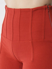 Kotty Women Orange Relaxed Straight Fit High-Rise Easy Wash Trousers