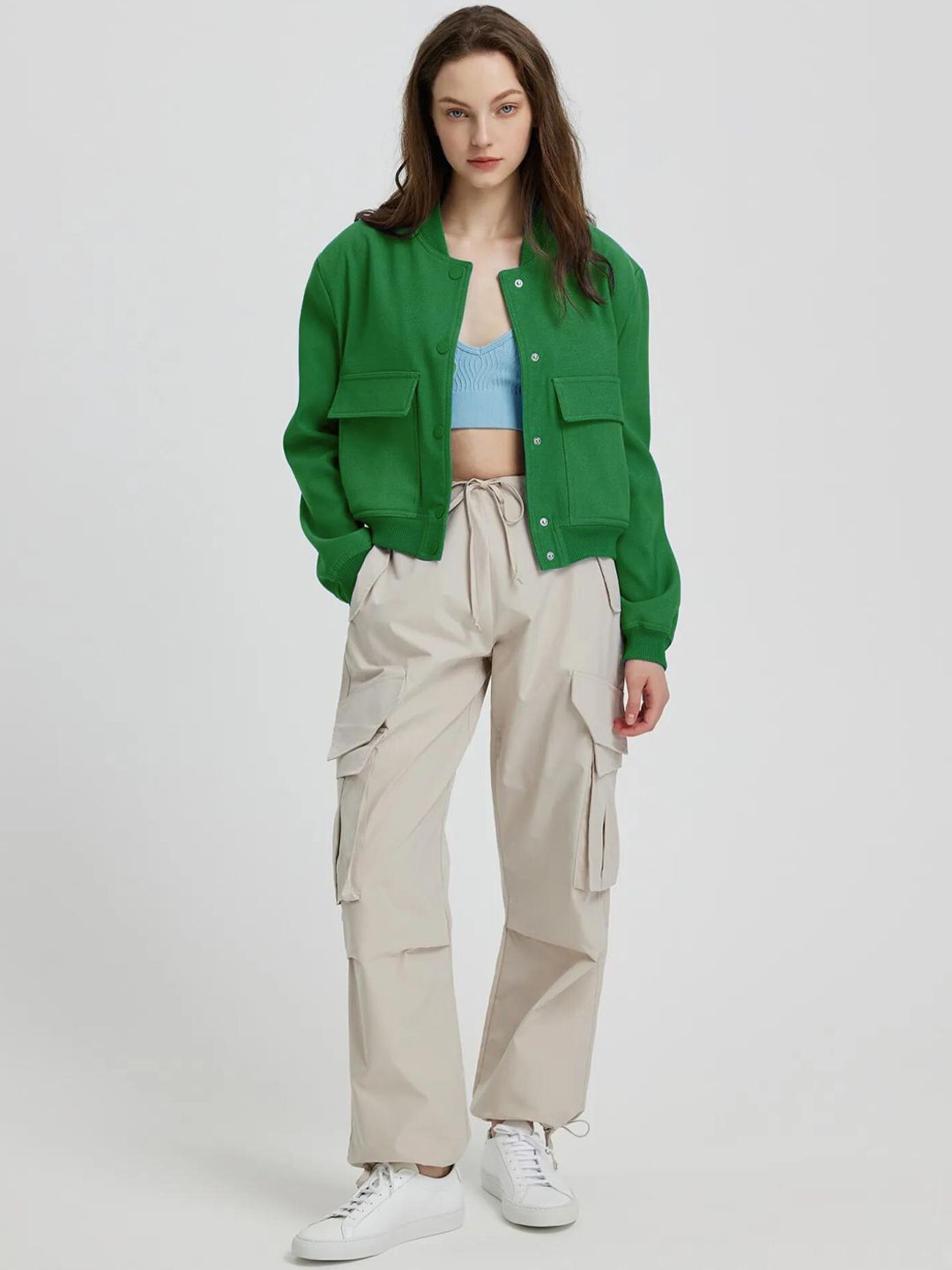 Kotty Stand Collar Fleece Bomber Jacket