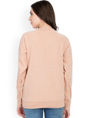 Kotty Women Peach-Coloured Printed Sweatshirt