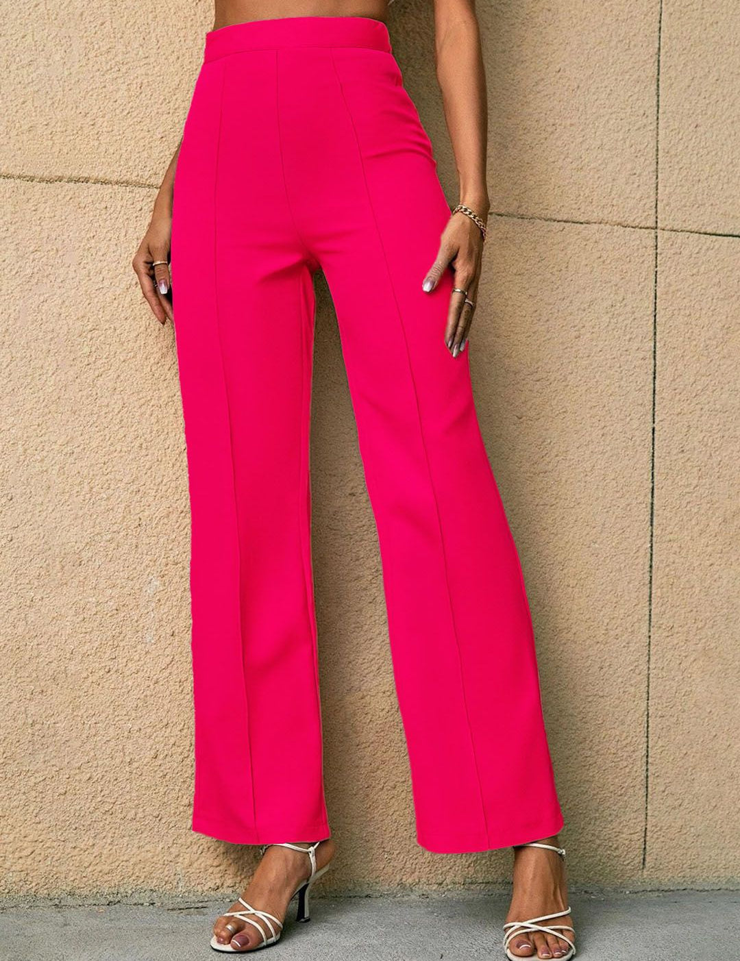 Kotty Women Relaxed Straight Fit High-Rise Easy Wash Trousers