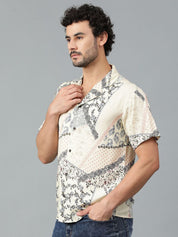 Kotty Men Cuban Collar Ethnic Motifs Printed Casual Shirt