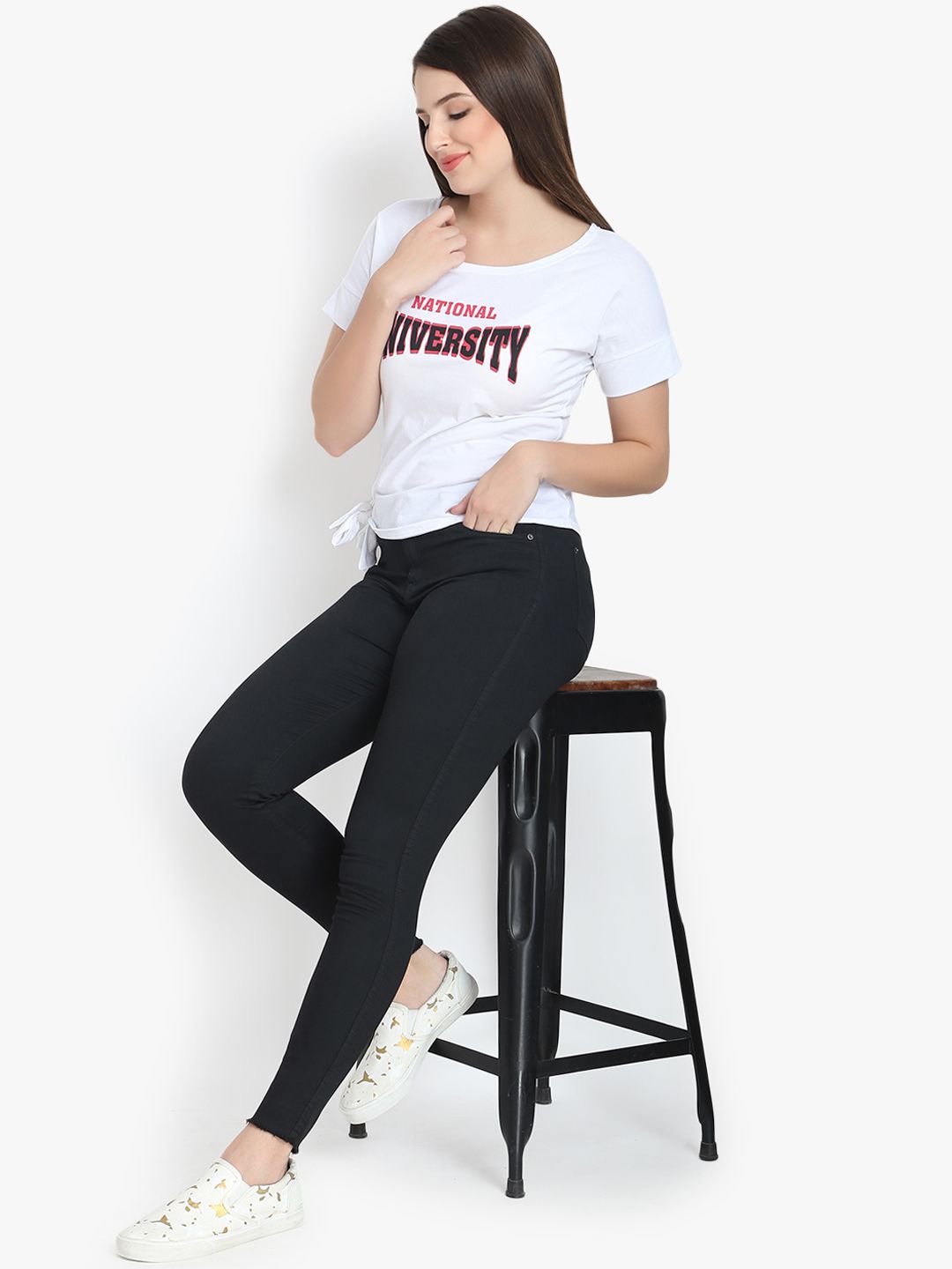 Kotty Women Black Skinny Fit High-Rise Clean Look Stretchable Jeans