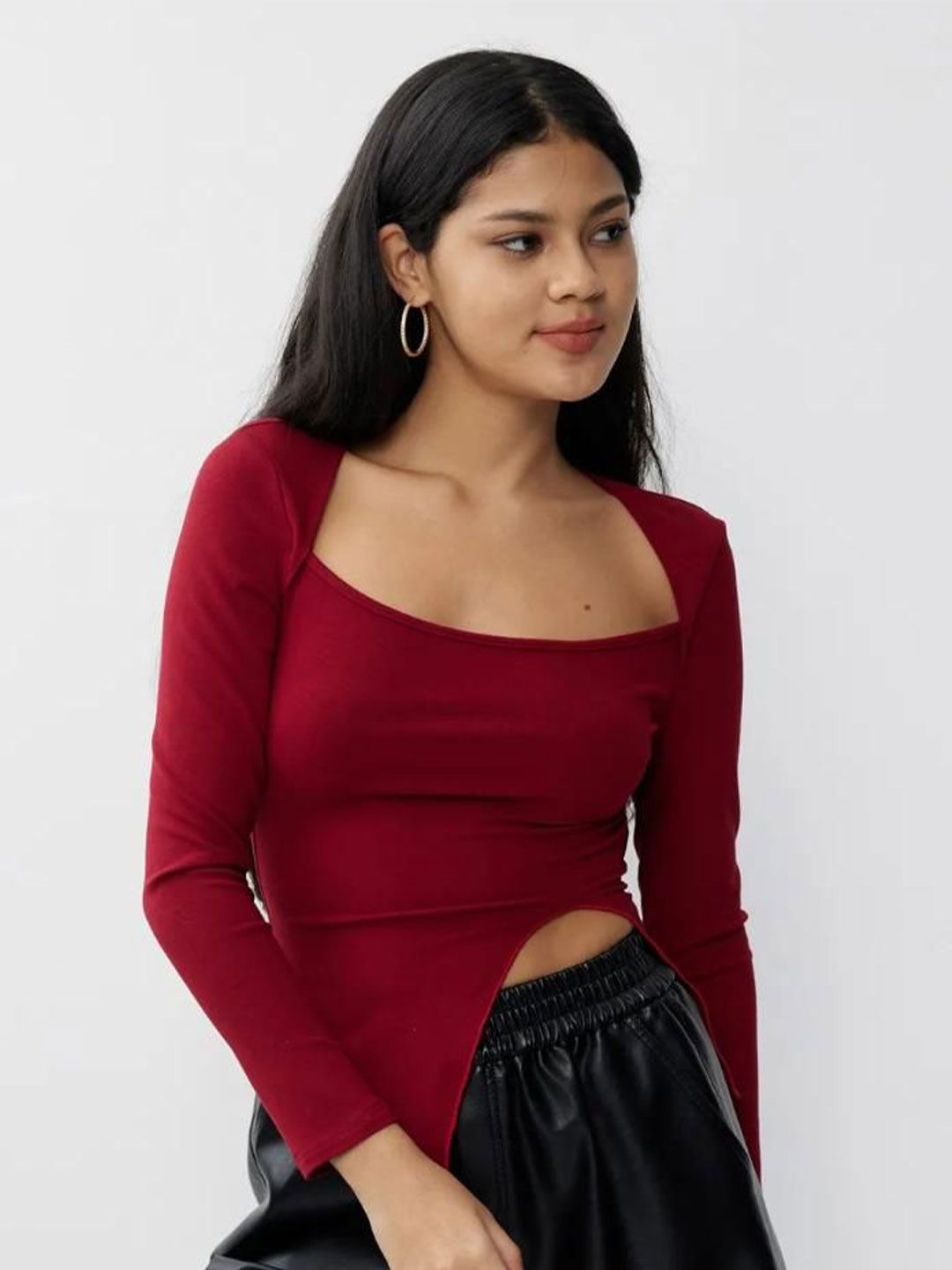 Kotty Women Cotton Square Neck Fitted Top