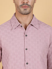 Kotty Men Relaxed Spread Collar Textured Casual Shirt