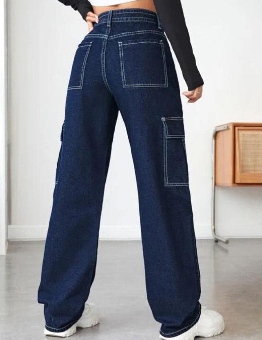 Kotty Women Blue Jean Straight Fit High-Rise Stretchable Cotton Jeans