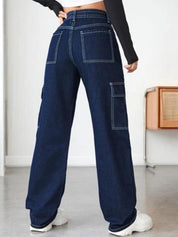 Kotty Women Blue Jean Straight Fit High-Rise Stretchable Cotton Jeans