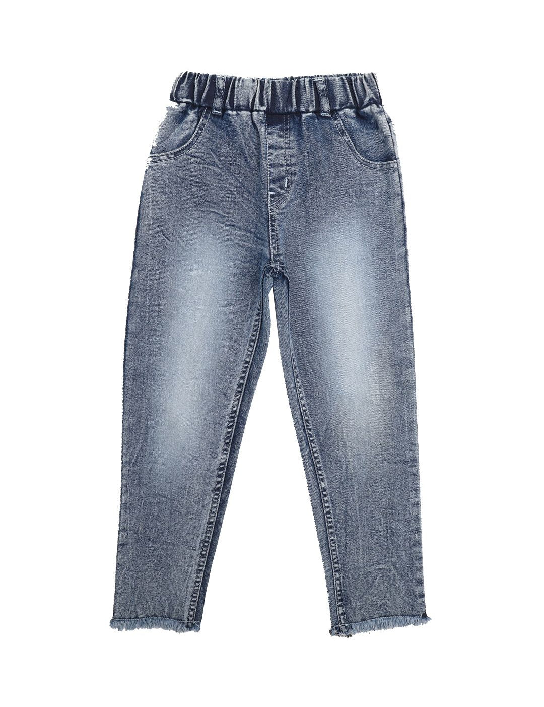 Kotty Girls Blue Jean Regular Fit Heavy Fade Cotton Jeans