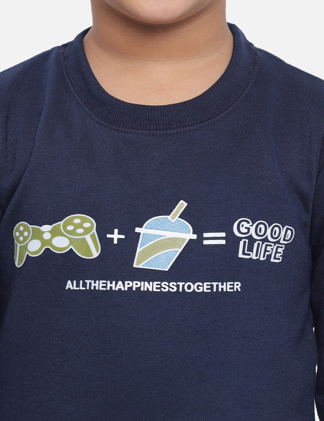 Kotty Boys Navy Blue Printed Sweatshirt