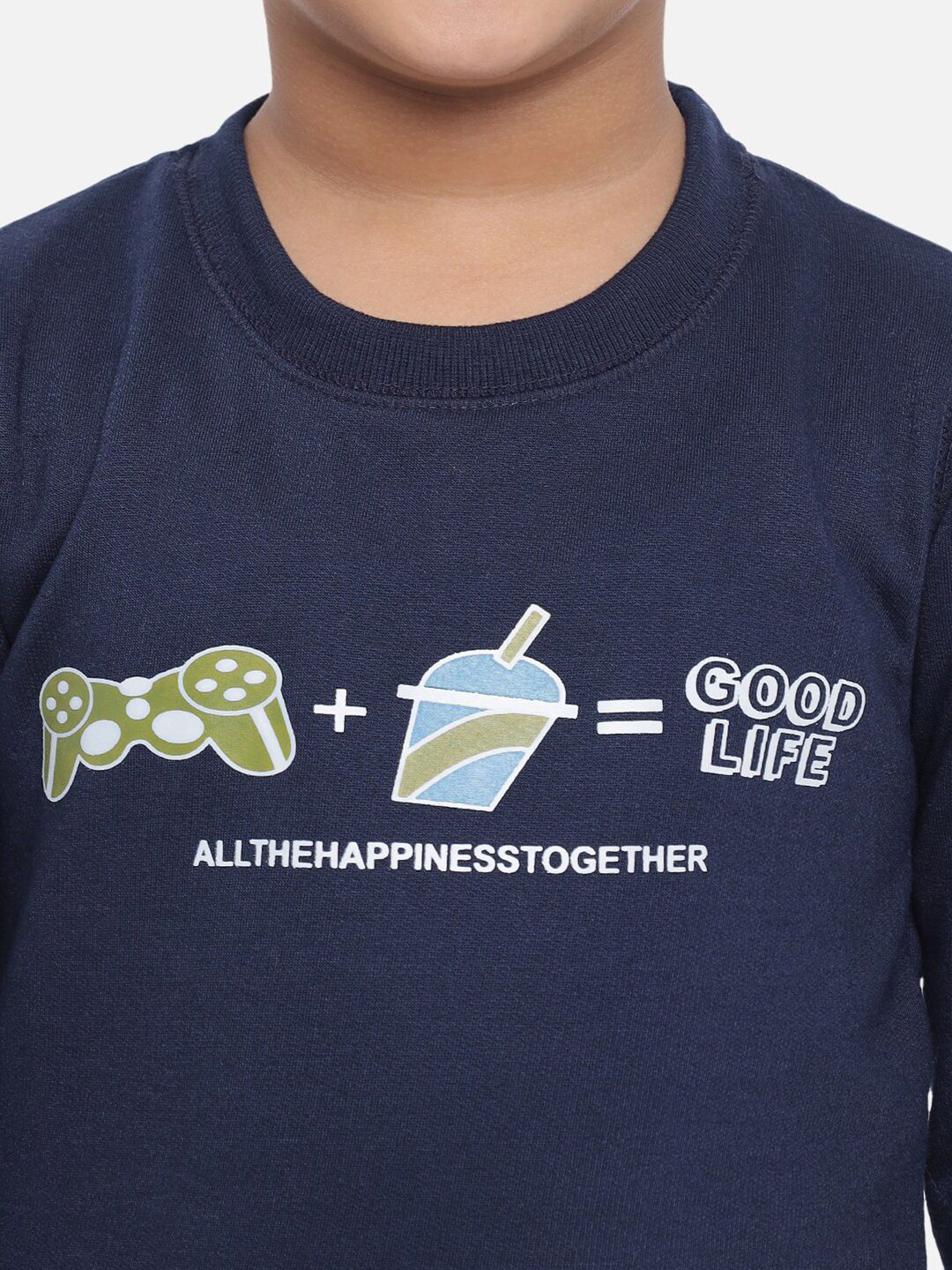 Kotty Boys Navy Blue Printed Sweatshirt