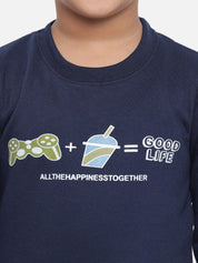 Kotty Boys Navy Blue Printed Sweatshirt