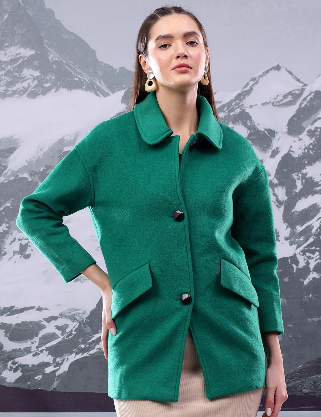 Kotty Women Spread Collar Single-Breasted Overcoat