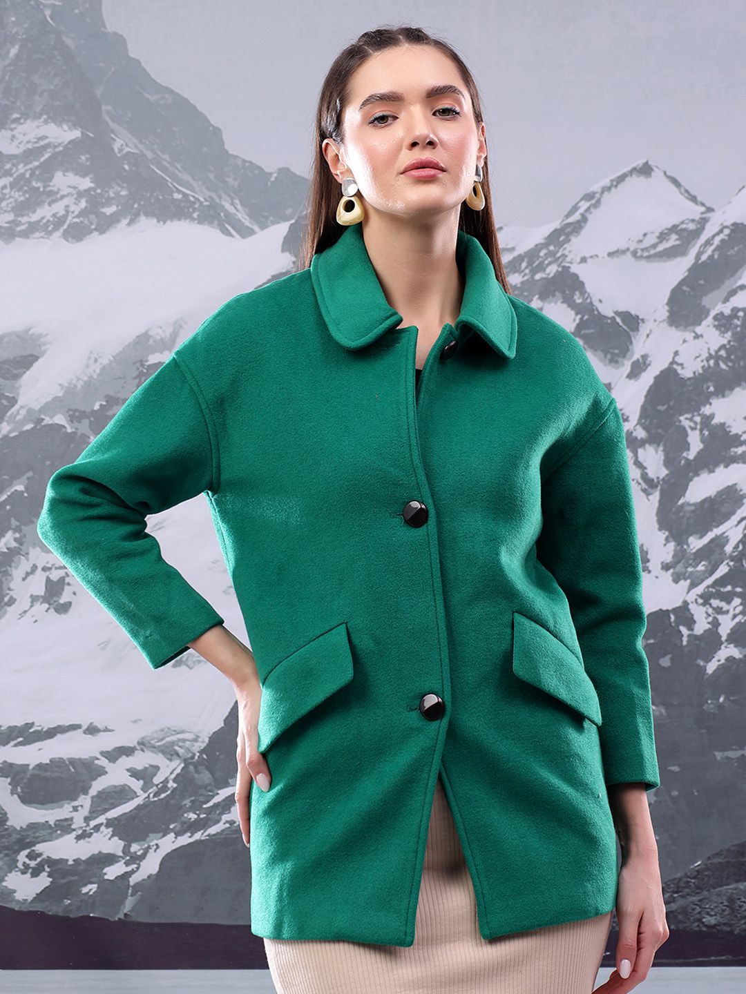 Kotty Women Spread Collar Single-Breasted Overcoat