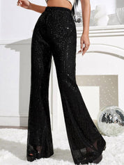 Kotty Women Relaxed Flared High-Rise Easy Wash Embellished Bootcut Trousers