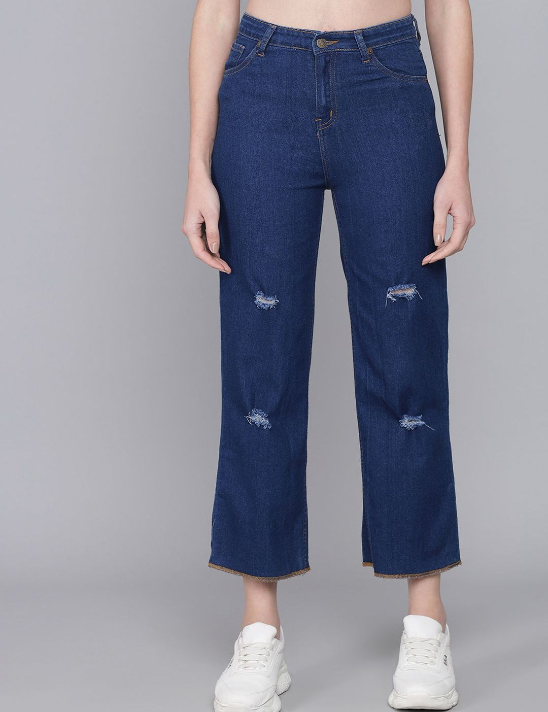 Kotty Women Blue Flared High-Rise Mildly Distressed Jeans