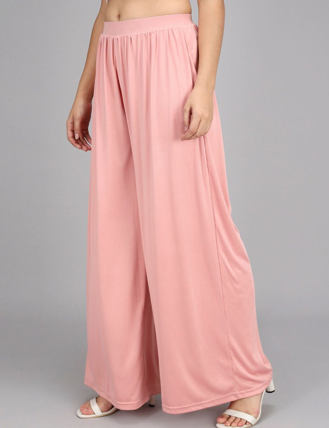 Kotty Women Pink Flared High-Rise Pleated Trousers