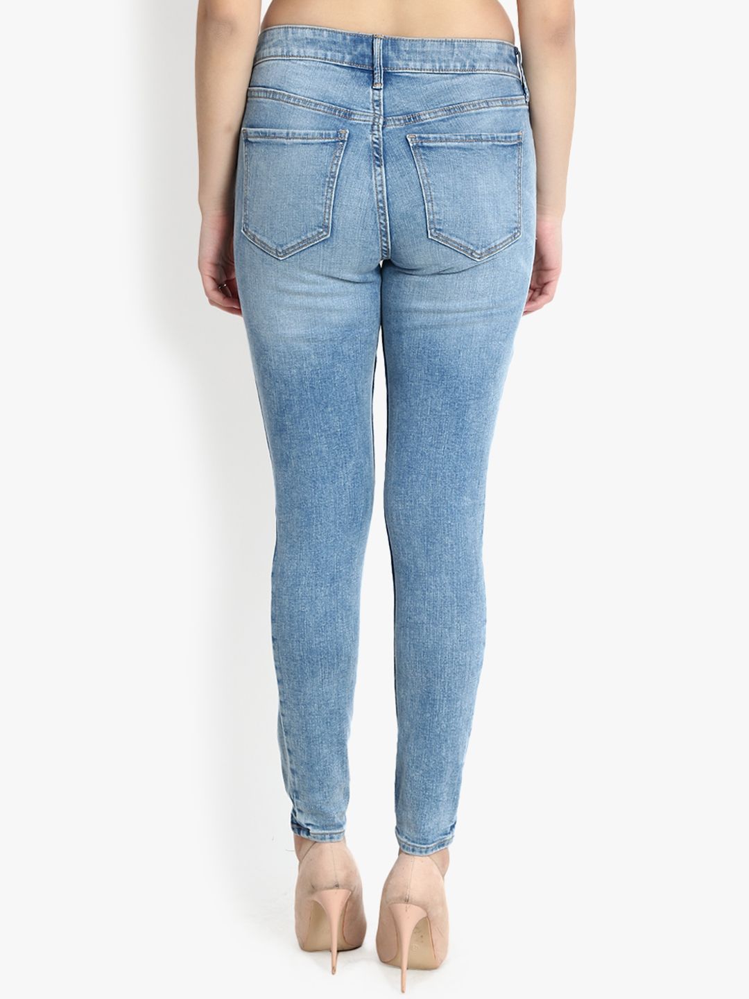 Kotty Women Blue Skinny Fit Mid-Rise Mildly Distressed Jeans