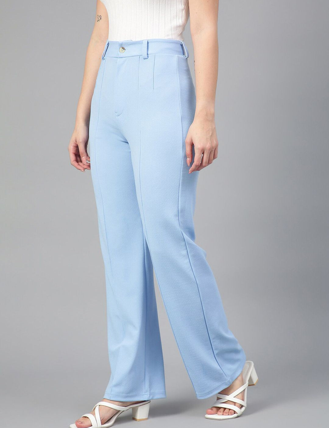KOTTY BIZwear Women Relaxed High-Rise Easy Wash Parallel Wide Leg Trousers