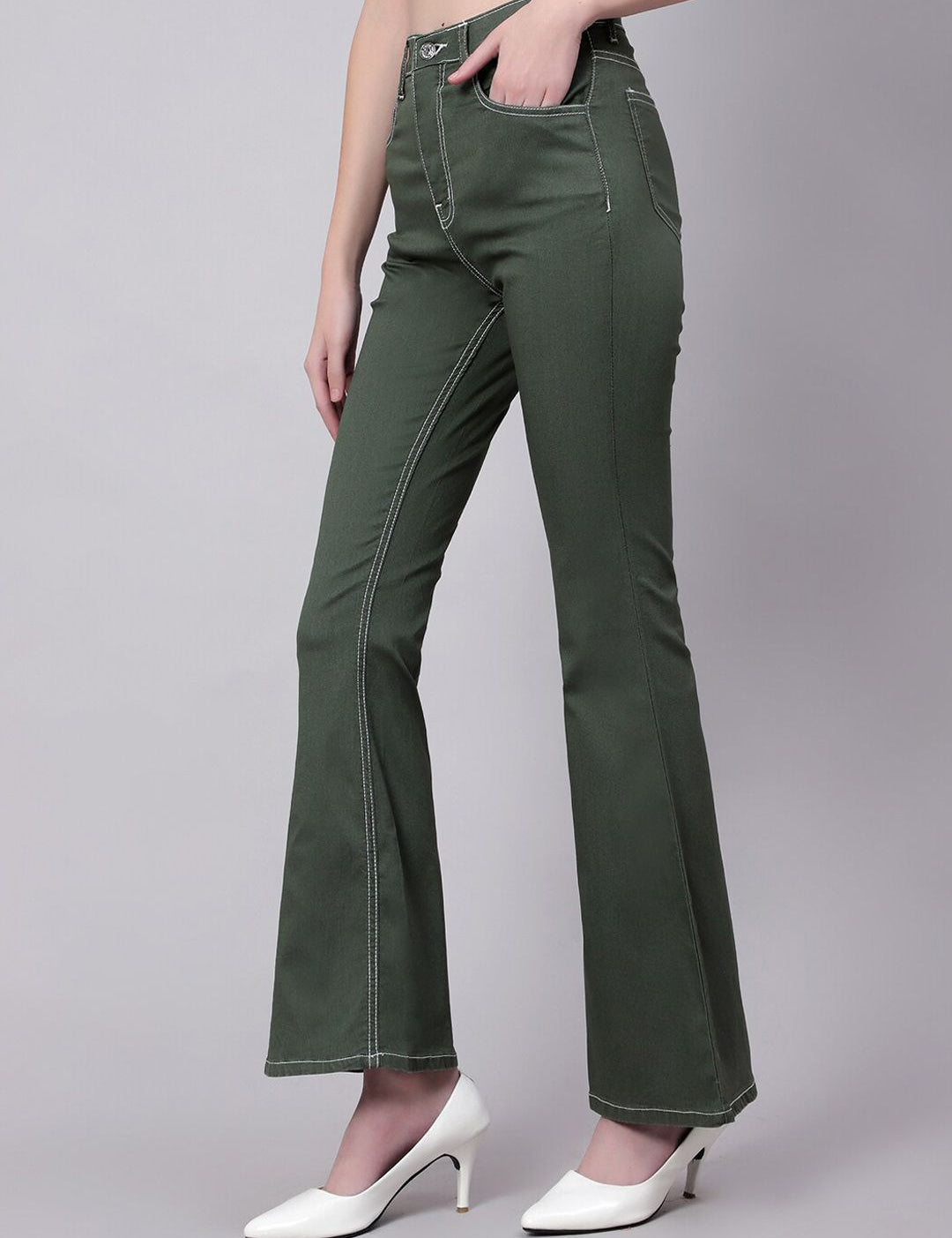 Kotty Women Jean Bootcut High-Rise Low Distress Stretchable Jeans