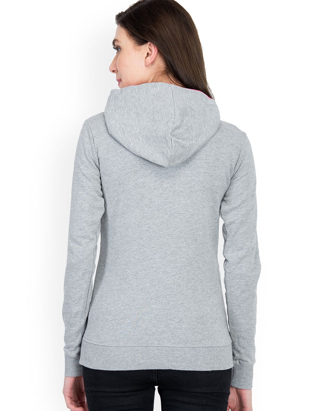 Kotty Women Grey Melange Printed Sweatshirt