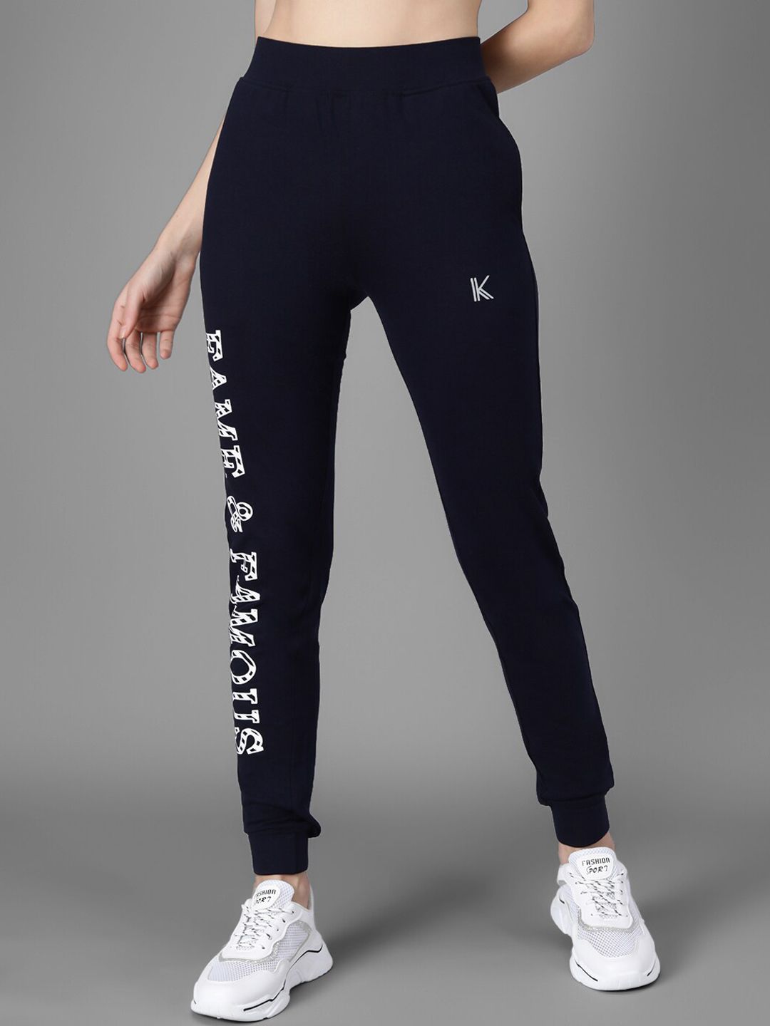 Kotty Women Navy Blue & White Printed Joggers