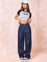 Kotty Women Wide Leg High-Rise Clean Look Stretchable Jeans