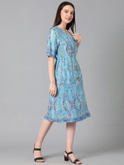 Kotty Ethnic Motifs Printed Midi Wrap Dress