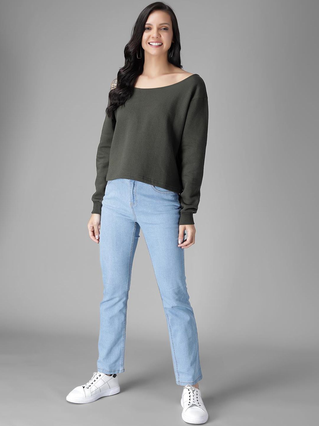 Kotty Women Green Solid Sweatshirt