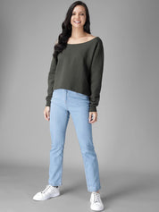 Kotty Women Green Solid Sweatshirt