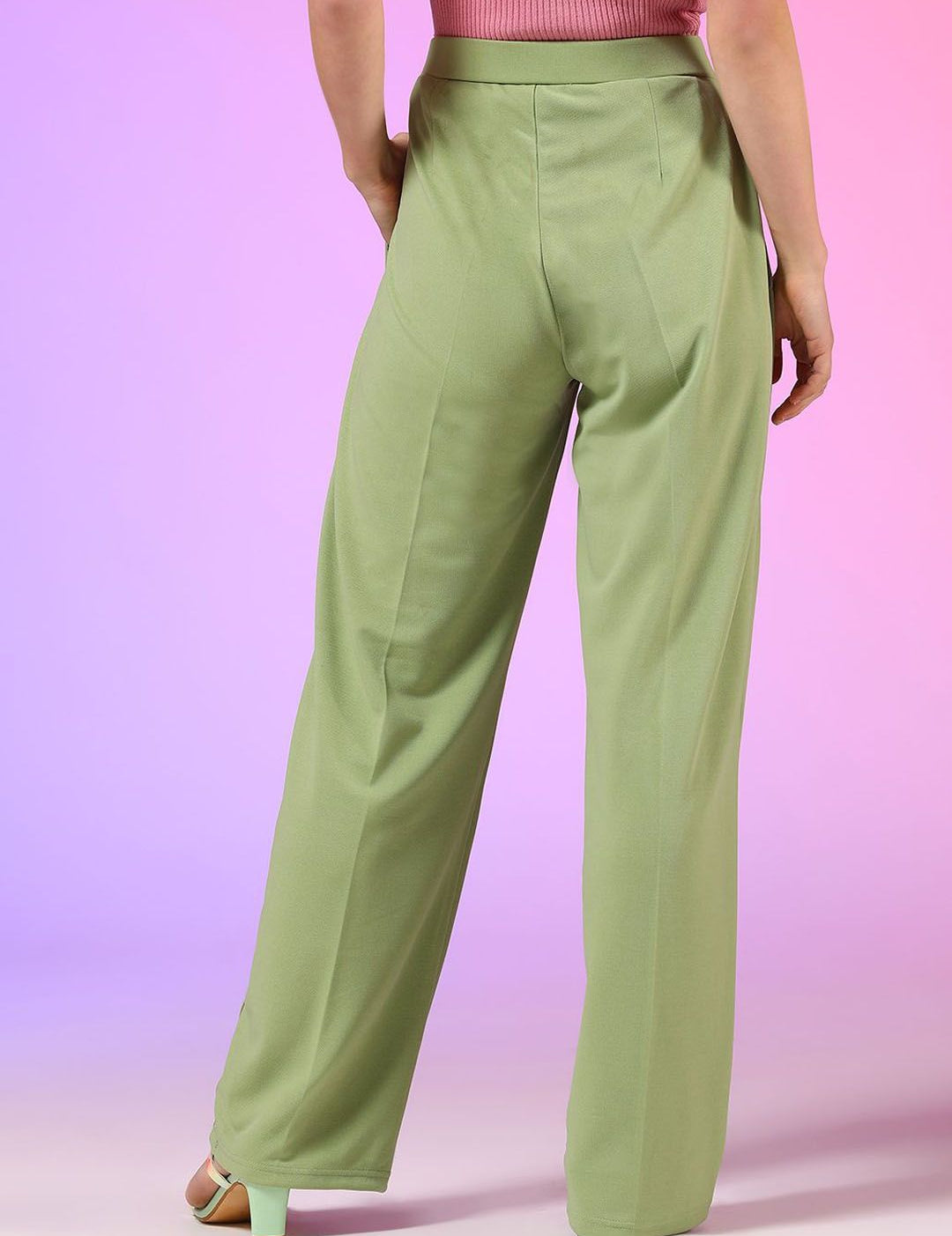 Kotty Women Relaxed Straight Fit Pleated High-Rise Trousers